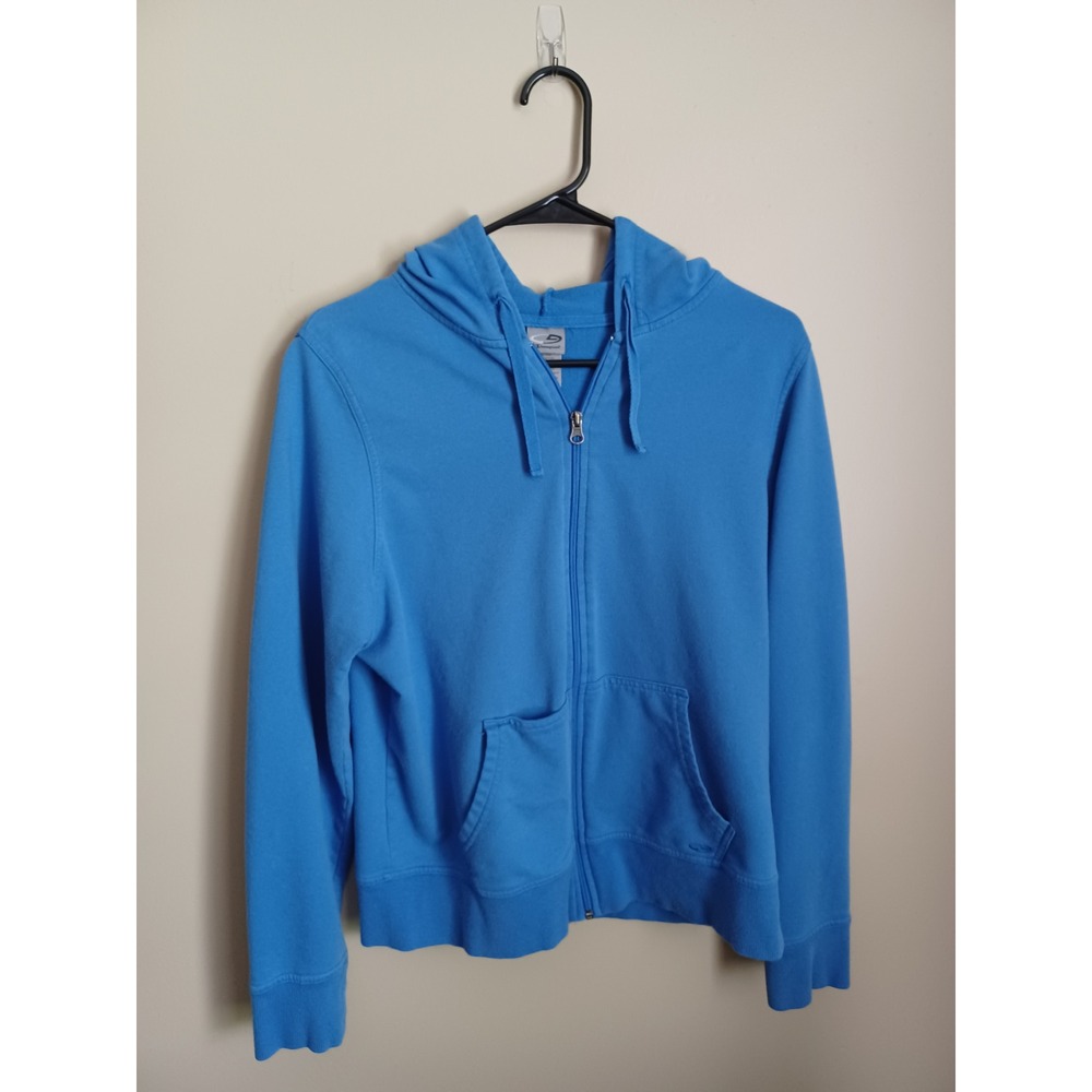 Women's Size XL Champion Blue Sweatshirt Hoodie Zipperdown Top Cotton Polyester